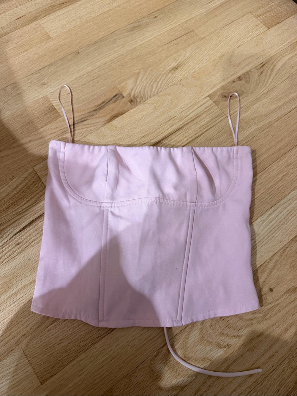Edikted Light Pink Bustier Camisole with Spaghetti Straps